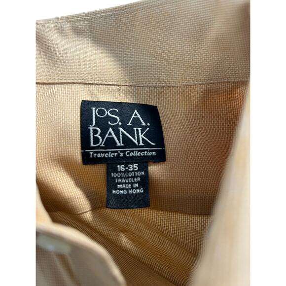 Jos. A. Bank Travelers Collection Button Up Mustard Shirt Point Collar, 16x35 - Picture 8 of 8